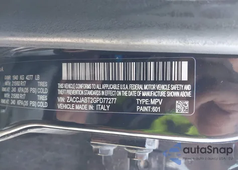 2016 Jeep Renegade Latitude from USA, damaged, VIN ZACCJABT2GPD77277